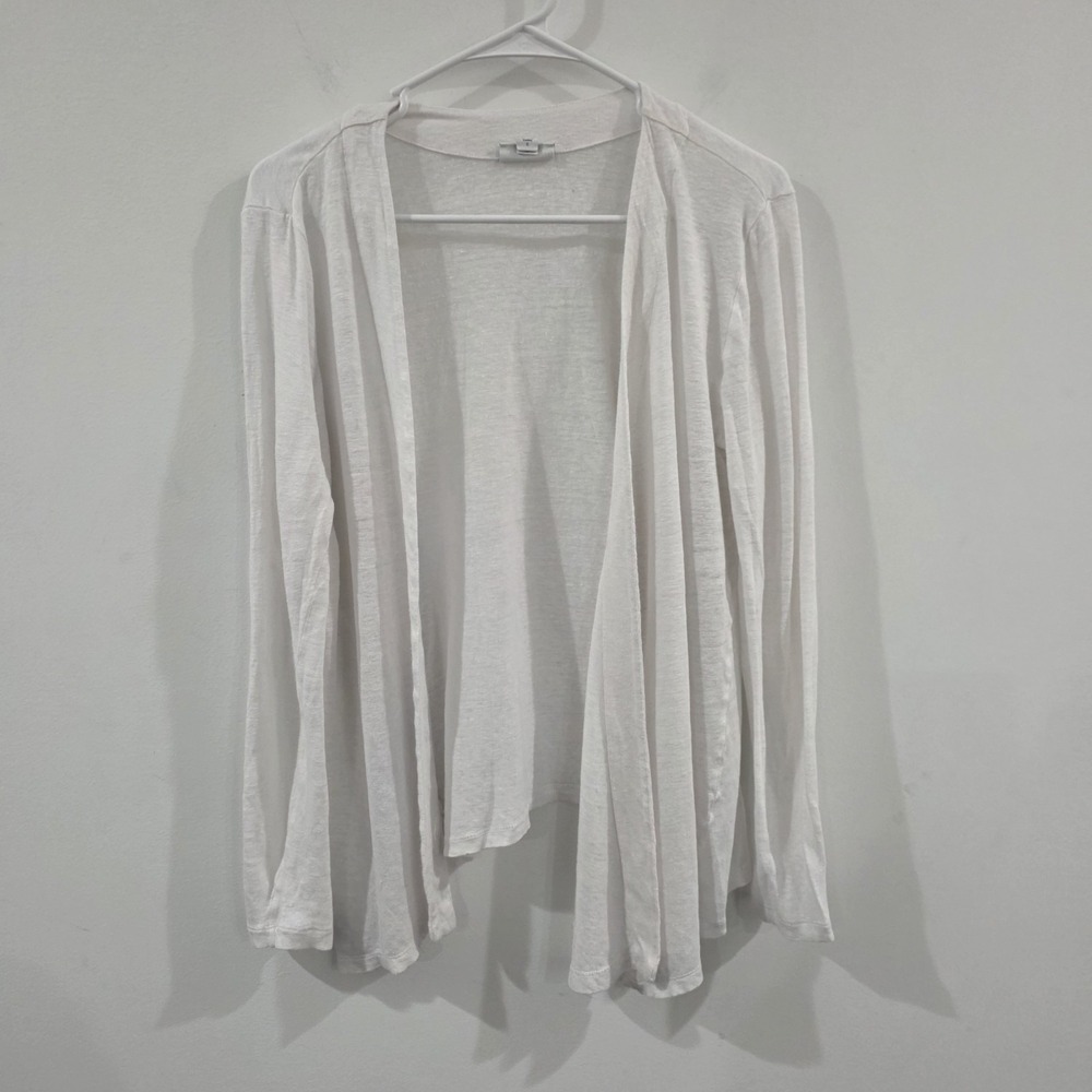 J Jill Love Linen Womens‎ Cardigan Size Small White Open Euro Summer Minimalist
